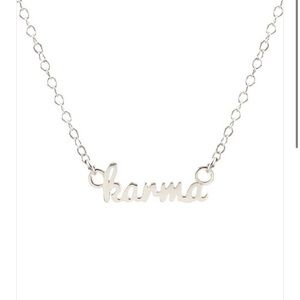 Kris Nations Karma Word Script Necklace in Sterling Silver